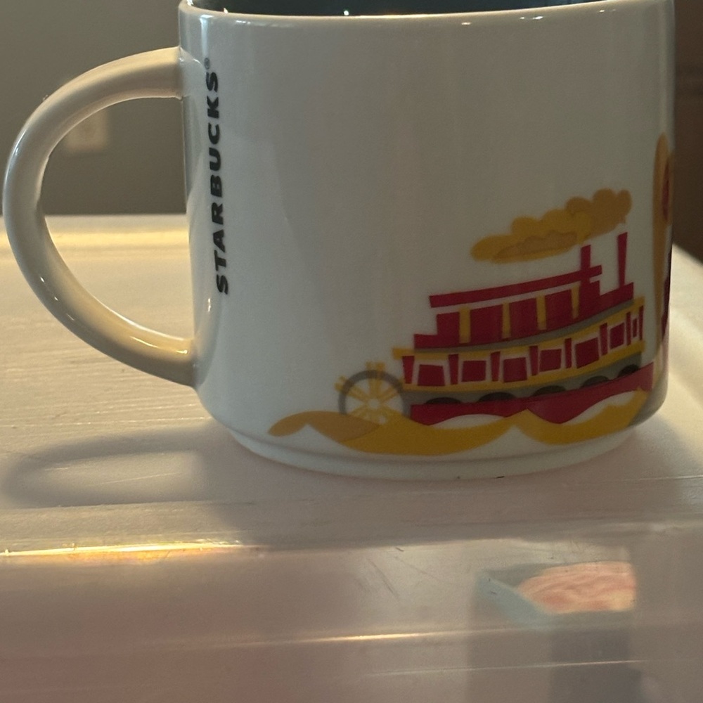 Starbucks White Mug with Red and Yellow Design